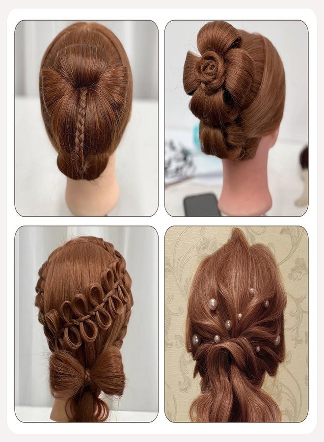 MYSWEETY Mannequin Head with Hair, Doll Head for Hair Styling, Manikin Head with 100% Human Hair Cosmetology Makeup Hairdressing Training Head with Clamp Holder and Tools(18" Auburn, Makeup) - Image 5